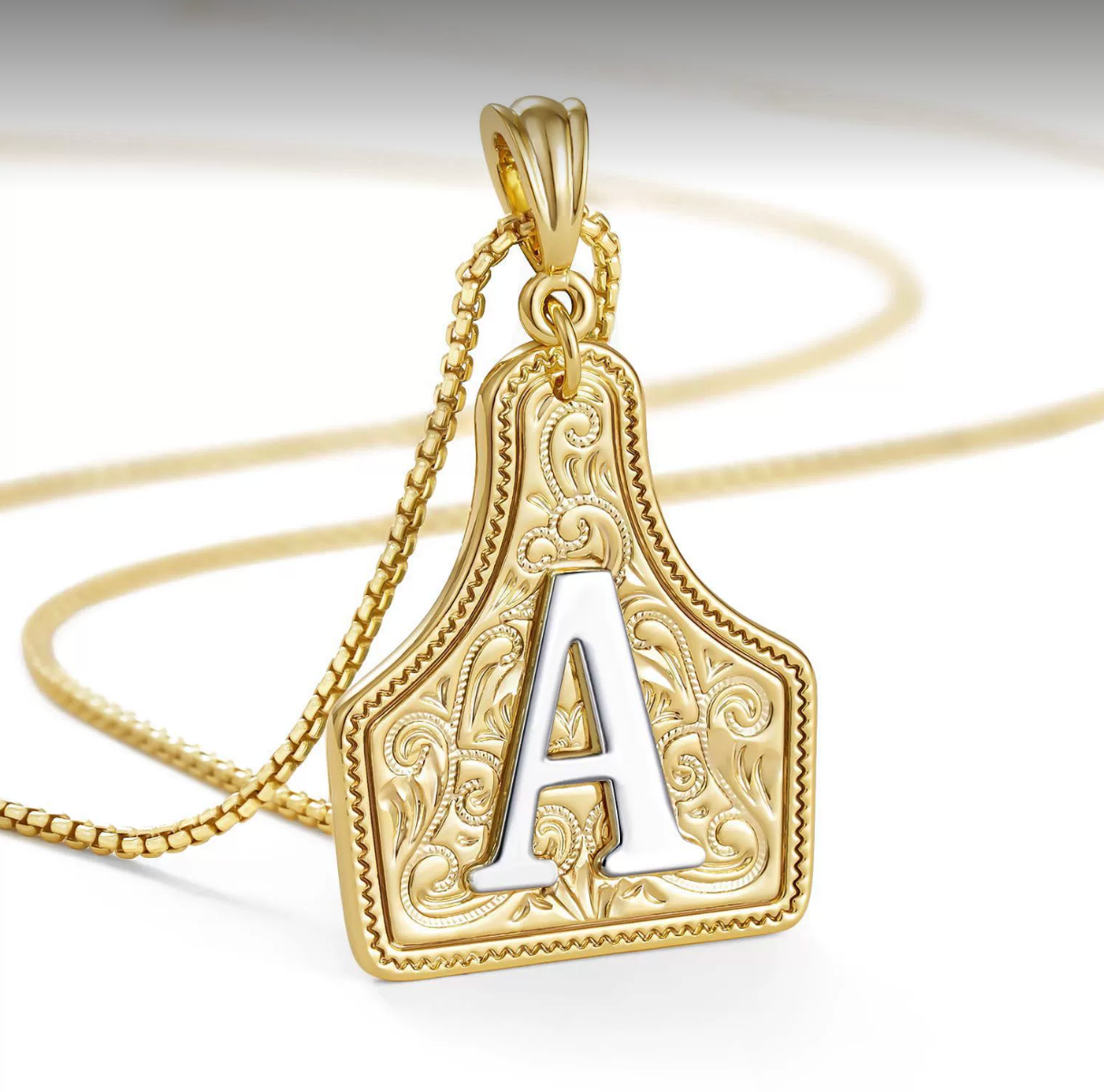 Golden Tag Initial Necklace