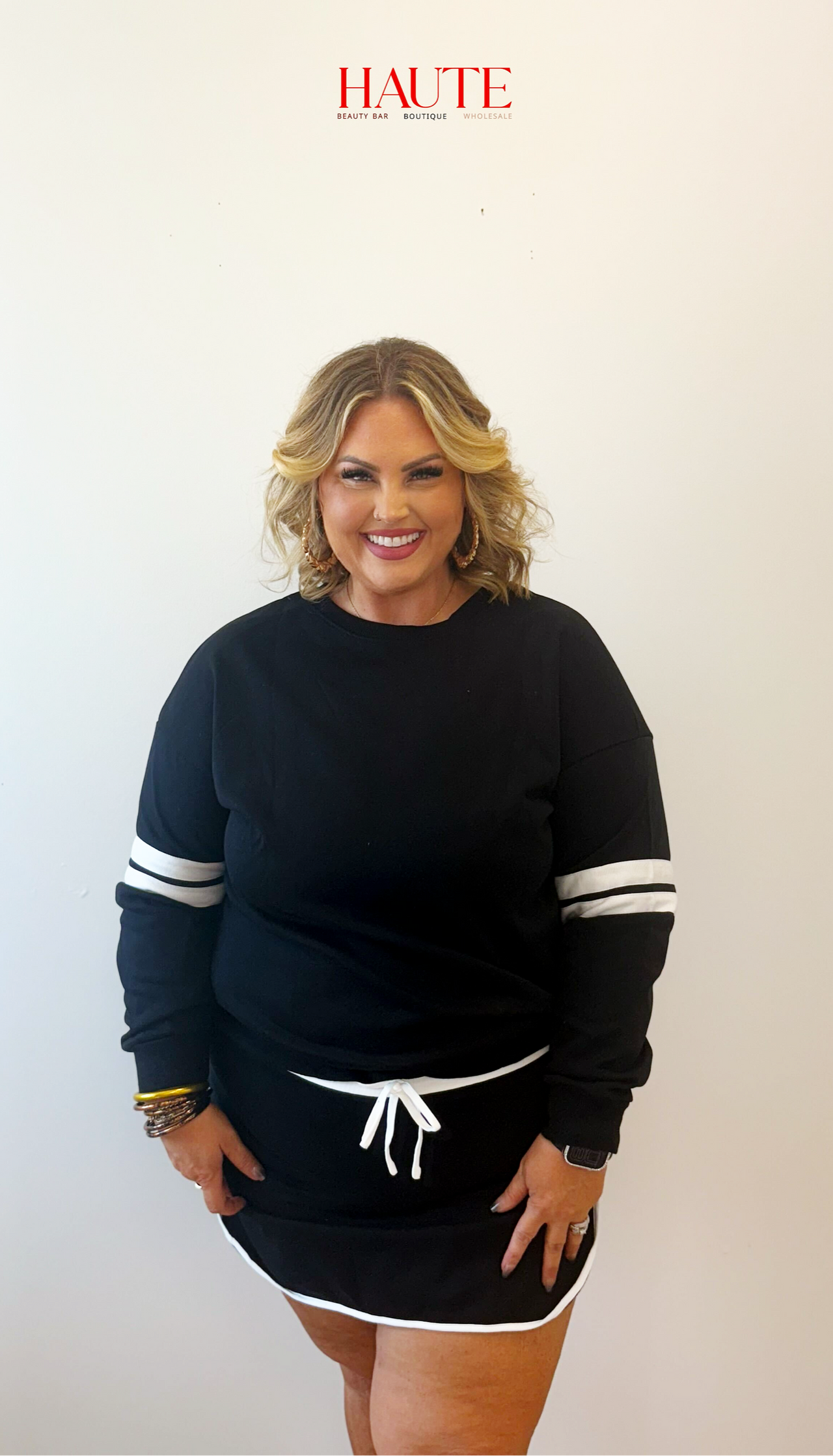 2 piece striped athletic skirt set