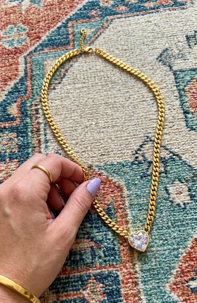 Crystal Heart Statement Necklace