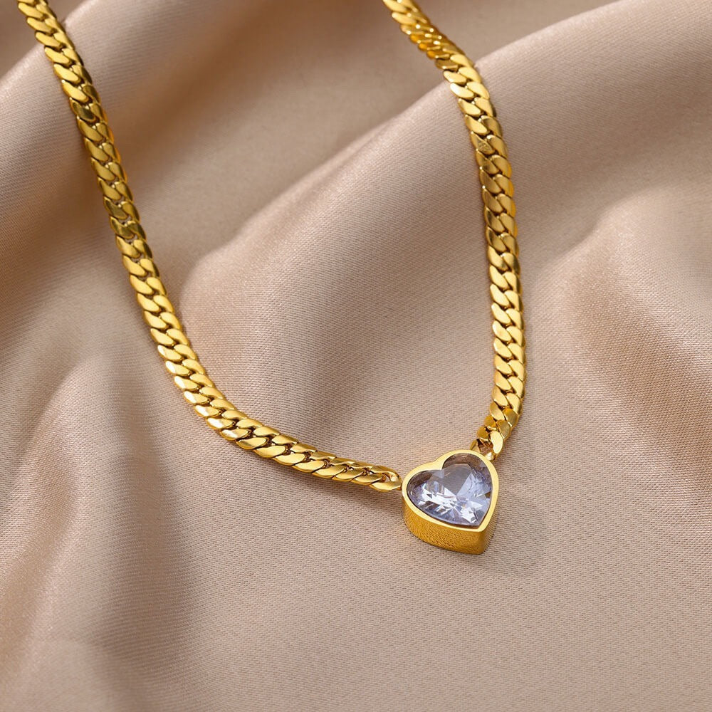 Crystal Heart Statement Necklace