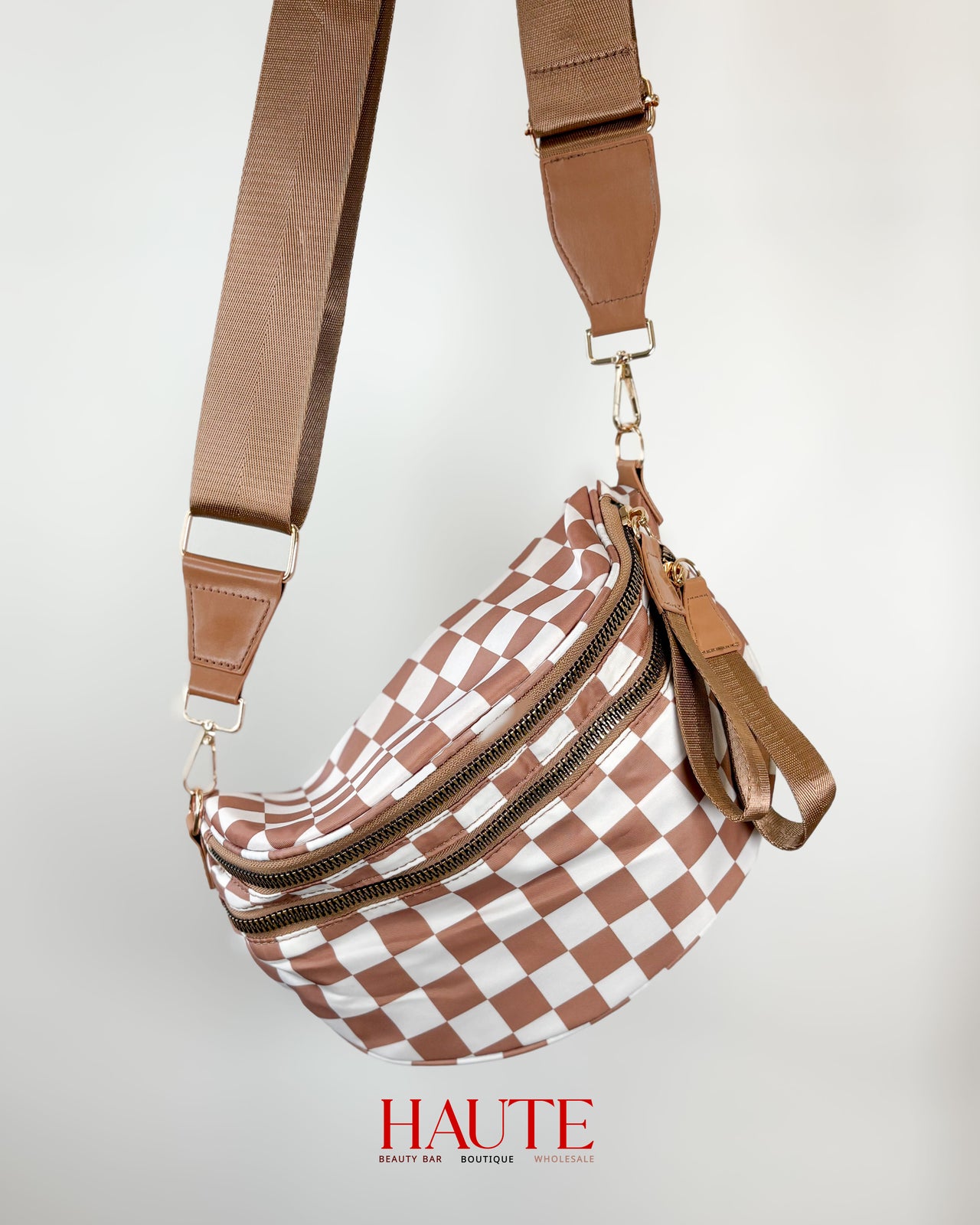 Checkered Out of Pocket Crossbody Bag