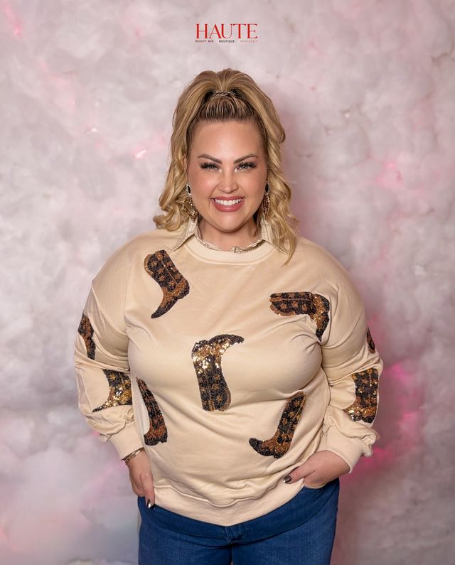 Rhinestone Rodeo Sequin Boot Sweatshirt
